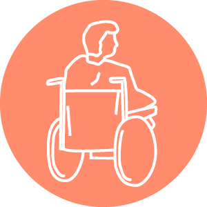 Outline of man sitting in wheelchair