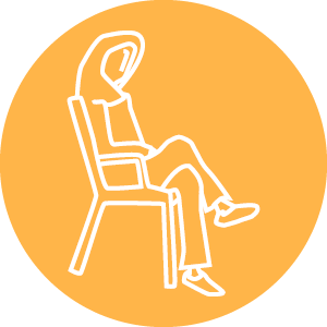 Outline of woman sitting on chair looking upset