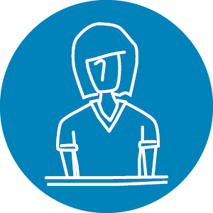 Outline of woman's bust with the woman looking sad