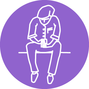 Outline of man looking down at his phone