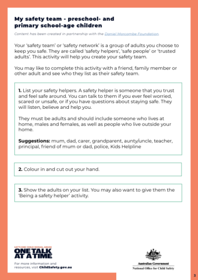 My safety team – preschool- and primary school-aged children thumbnail